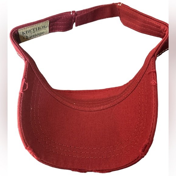 KBETHOS NWT It’s Wine O’Clock Somewhere Distressed SunVisor Hat - Burgandy Color - Picture 4 of 7